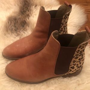 Joules cheetah print brown boot